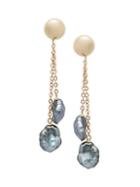 Belpearl 14k Gold & 11mm Gray Baroque Tahitian Pearl Chain Drop Earrings