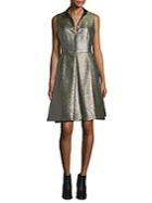 Akris Sleeveless Metallic Jacquard Fit-&-flare Dress