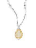Judith Ripka Bermuda Canary Crystal & Sterling Silver Teardrop Pendant Necklace