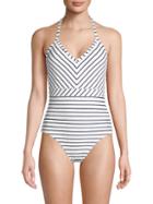 Tommy Hilfiger Striped Halter One-piece Swimsuit