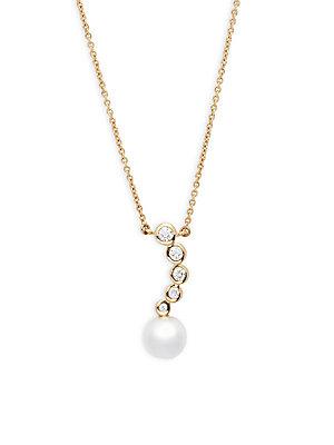Tara + Sons 14k Yellow Gold Diamond & Pearl Necklace