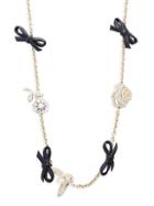 Valentino Garavani Leather Bow And Crystal Station Necklace
