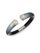 Alexis Bittar Deco Lucite & Crystal Open Bangle Bracelet