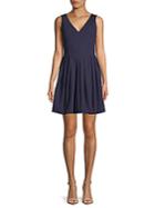 Halston Heritage Pleated Fit-and-flare Dress