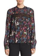 Alice + Olivia Angeline Floral-print Pintucked Blouse