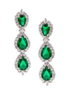 Eye Candy La Luxe Rhodium-plated & Emerald Green Crystal Drop Earrings