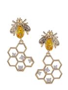 Eye Candy La Luxe Goldtone & Crystal Golden Honey Bee Drop Earrings