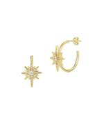 Chloe & Madison 14k Yellow Gold Vermeil & Cubic Zirconia Starburst Hoop Earrings