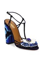Aquazzura Samba Embellished Suede Block Heel Sandals