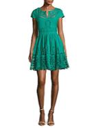 Alice + Olivia Kaley Embroidered Button-front Dress