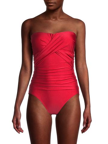 Tahari One-piece Foldover Bandeau Swimsuit