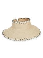 Vince Camuto Whipstitch Roll-up Paper Straw Visor