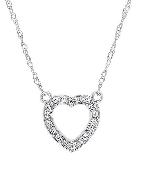 Sonatina 14k White Gold & Diamond Heart Pendant Necklace