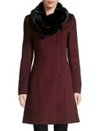 Donna Karan Faux Fur-collar Wool-blend Coat
