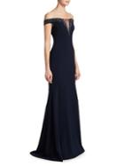 Theia Illusion Off-the-shoulder Evening Gown