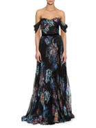 Marchesa Draped Moody Floral Grown