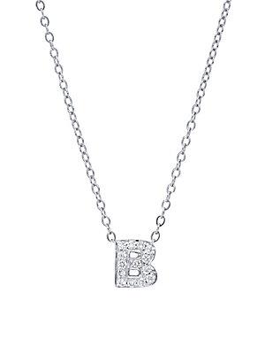 Nephora Diamond & 14k White Gold B Initial Pendant Necklace