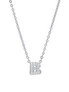 Nephora Diamond & 14k White Gold B Initial Pendant Necklace