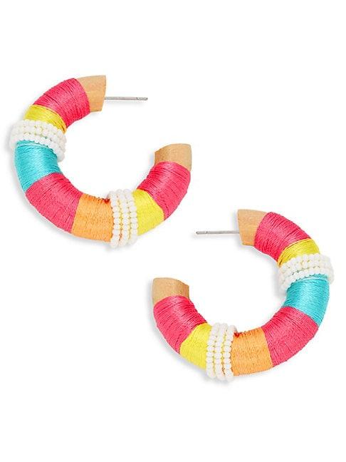 Ava & Aiden Fabric-wrapped Wooden Hoop Earrings