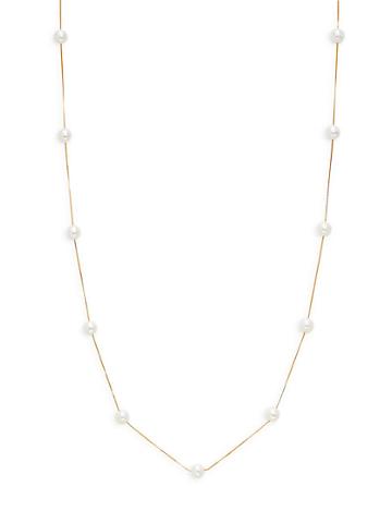Masako 14k Yellow Gold 7-8mm Freshwater Pearl Station Necklace