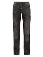 Ovadia & Sons Slim Washed Leopard-print Jeans