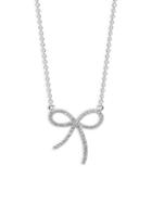 Effy 14k White Gold & Diamond Bow Pendant Necklace