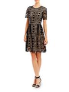 Nicole Miller Mesh And Lace Embroidered Dress