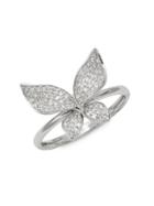 Effy 14k White Gold & White Diamond Butterfly Ring