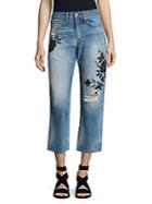 Rag & Bone Marilyn Embroidered High-rise Cropped Straight-leg Jeans