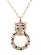Effy 14 Kt. Rose Gold Emerald And Diamond Panther Pendant