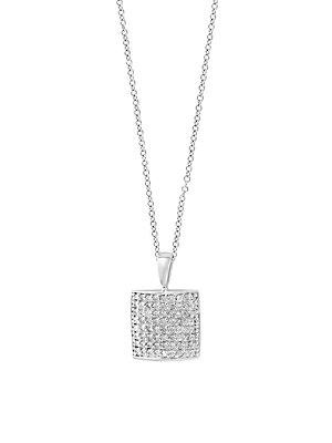 Effy Pav&eacute; Diamond & 14k White Gold Square Pendant Necklace