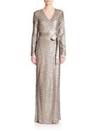 Diane Von Furstenberg Ariel Sequined Silk Wrap Gown