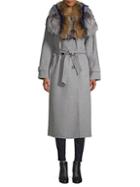 Mackage Blair Dyed & Natureal Fox Fur-collar Double-face Belted Coat