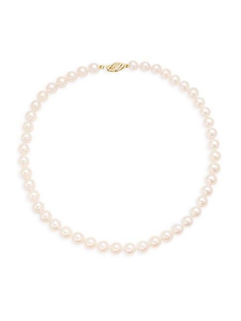 Belpearl 14k Yellow Gold & 9mm White Round Akoya Pearl Necklace