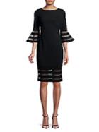 Calvin Klein Bell-sleeve Striped Mesh Dress