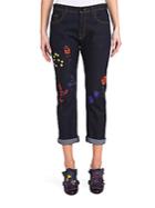Fendi Embroidered Cuffed Jeans