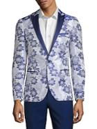 Paisley And Gray Floral-print Tuxedo Jacket