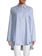 Donna Karan Striped High-low Button-down Shirt