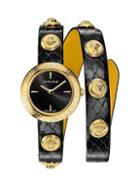 Versace Medusa Stud Icon Analog Leather Wrap Watch