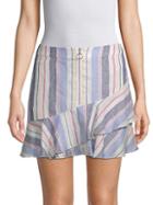 Parker Striped Ruffle Linen Skirt