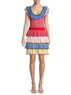 Alexander Mcqueen Colorblock Wool-blend Mini Dress
