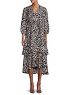 Calvin Klein Leopard-print Belted Wrap Dress