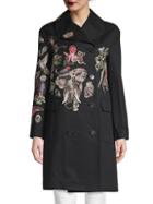 Valentino Animal Embroidery Double-breasted Trench Coat