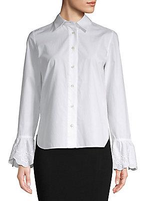 See By Chlo Embroidered-cuff Button Down Blouse