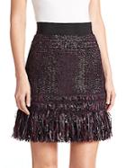 Milly Fringe Tweed Modest Skirt