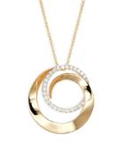 Effy 14k Yellow Gold & Diamond Swirl Pendant Necklace