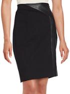 Saks Fifth Avenue Black Solid Paneled Pencil Skirt