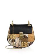 Chlo Drew Small Embossed Patchwork Leather Saddle Crossbody Bag