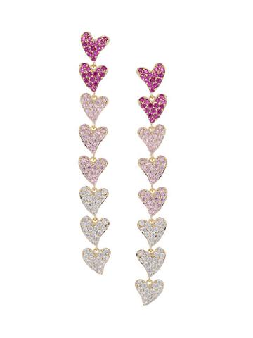 Eye Candy La The Luxe Rainbow Heart 18k Goldplated & Crystal Earrings