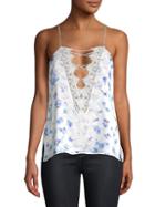 Cami Nyc Charlie Silk Lace-up Floral Camisole